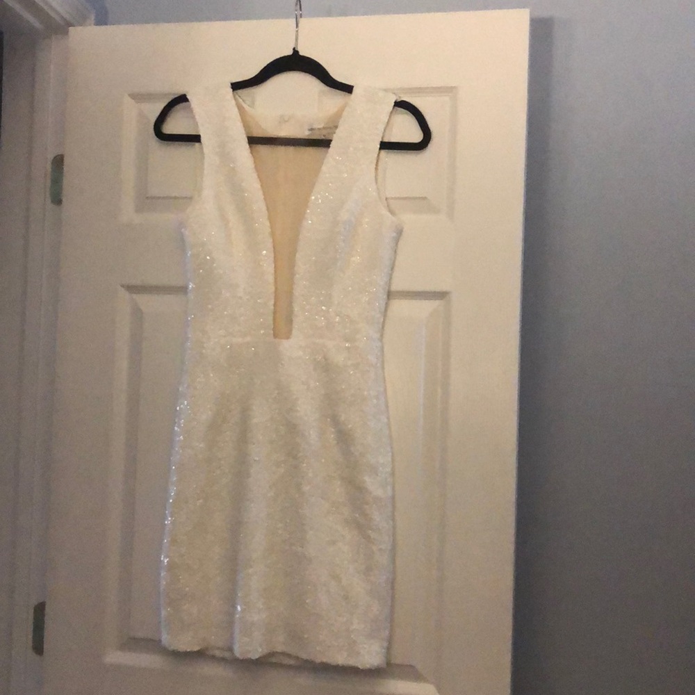 Sleeveless white sequin dress